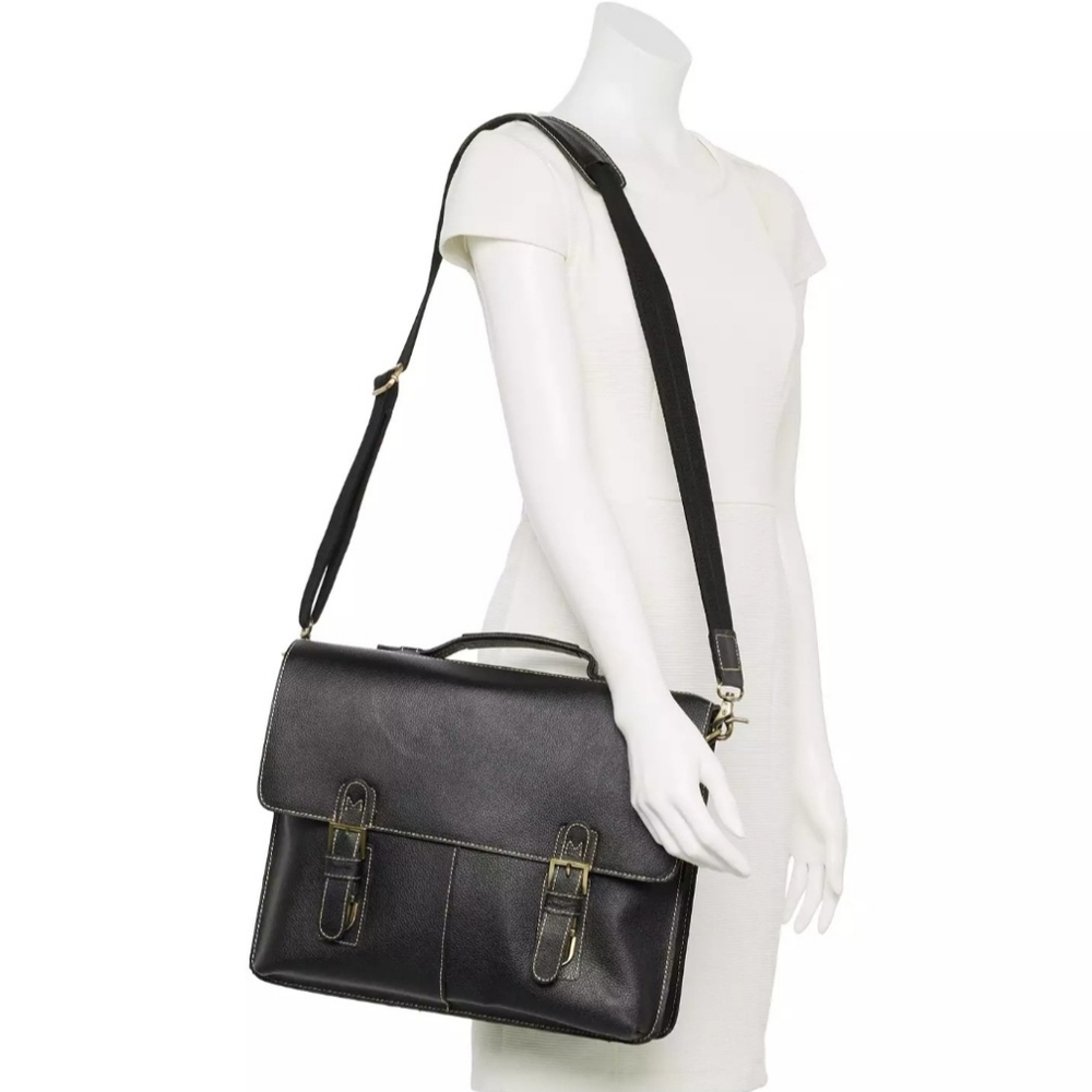 BLACKAmerileather Classical Leather Organizer BriefcaseFEATURES- Top Grain